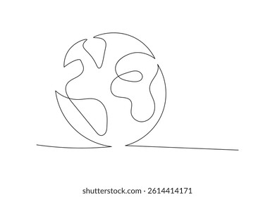 One continuous line drawing of Earth vector illustration Earth globe one line art drawing map
