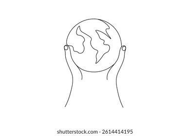 One continuous line drawing of Earth vector illustration Earth globe one line art drawing map
