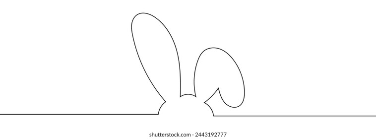 One continuous line drawing of Easter rabbit. Banner design with bunny and ears in simple linear style. Editable stroke. Doodle vector file illustration. EPS 10