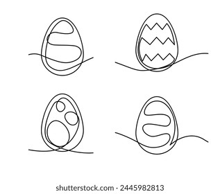 One continuous line drawing of Easter eggs illustration template