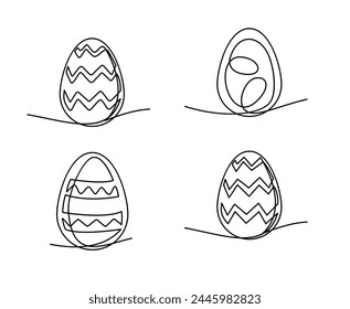 One continuous line drawing of Easter eggs illustration template