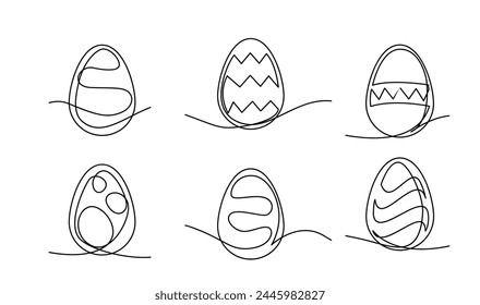 Eine durchgehende Linienzeichnung der Ostereier Illustration Vorlage