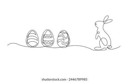 One continuous line drawing of Easter eggs illustration template