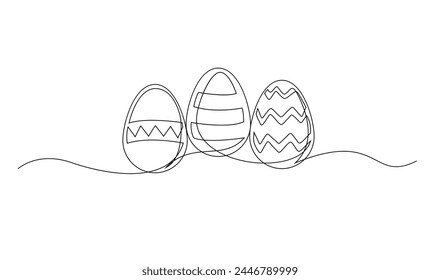 One continuous line drawing of Easter eggs illustration template