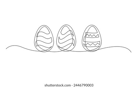 One continuous line drawing of Easter eggs illustration template