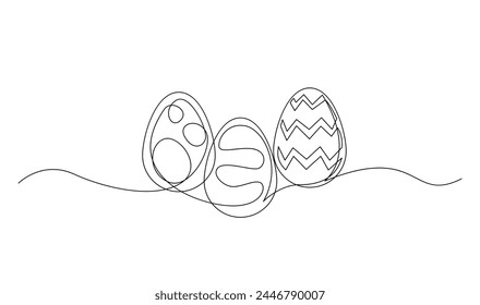 One continuous line drawing of Easter eggs illustration template