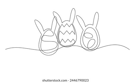 One continuous line drawing of Easter eggs illustration template