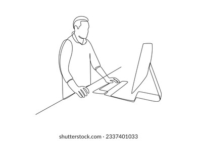 One continuous line drawing of effective and productive concept. Doodle vector illustration in simple linear style. 