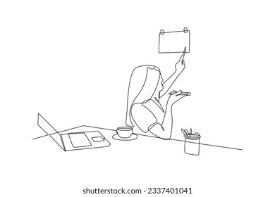 One continuous line drawing of effective and productive concept. Doodle vector illustration in simple linear style. 