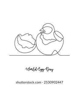 Un dibujo de línea continua de la Ilustración vectorial del Día del Huevo. Día del huevo en diseño de Vector de concepto lineal simple. Concepto de diseño de huevos y animales para celebrar el beneficio del consumo de huevos para un cuerpo saludable.
