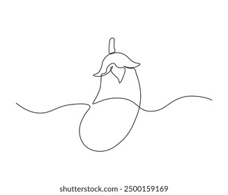 One continuous line drawing eggplant vegetable. eggplant single line illustration.