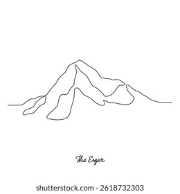 One continuous line drawing of The Eiger mountain vector illustration. Mountain themes simple linear style vector design concept. Nature and outdoor for your asset design and education purpose.	