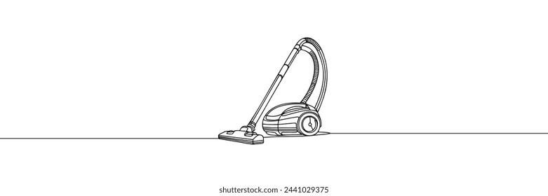 Eine durchgehende Strichzeichnung des elektrischen Staubsaugers Hausgerät. Vektor-Illustration