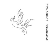 One continuous line drawing of elegant phoenix bird for company logo identity. Business icon concept from animal shape. Dynamic single line draw vector design graphic illustration