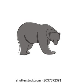 One continuous line drawing of elegant bear for company logo identity. Business icon concept from wild mammal animal shape. Trendy single line draw graphic design vector illustration