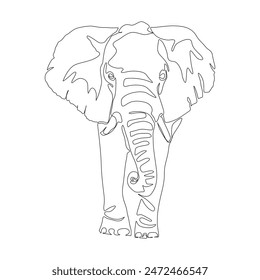 Una línea continua dibujando un elefante. Concepto animal. Ilustración gráfica de Vector de diseño de línea única.