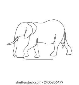 One continuous line drawing of Elephants in the vast savanna are looking for food vector illustration. Animal activity design illustration simple linear style vector concept. Animal Wildlife design.