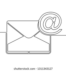 One continuous line drawing of email icon isolated envelope image vector illustration concept