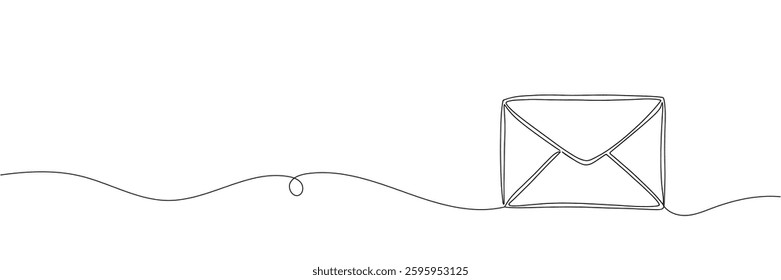 One continuous line drawing of email icon isolated on white background.
