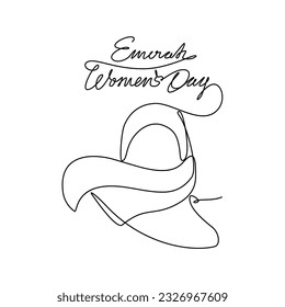 One continuous line drawing of Emirati Women’s Day celebration August 28. UAE National Day design in simple linear style. UAE Women's Day design concept vector illustration