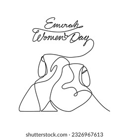 One continuous line drawing of Emirati Women’s Day celebration August 28. UAE National Day design in simple linear style. UAE Women's Day design concept vector illustration