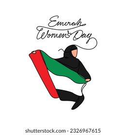 One continuous line drawing of Emirati Women’s Day celebration August 28. UAE National Day design in simple linear style. UAE Women's Day design concept vector illustration