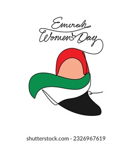 One continuous line drawing of Emirati Women’s Day celebration August 28. UAE National Day design in simple linear style. UAE Women's Day design concept vector illustration