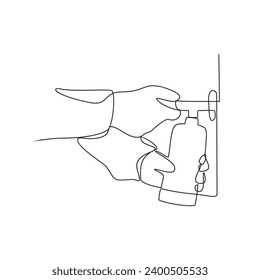 One continuous line drawing of an employee who is working in a beverage factory vector illustration. beverage factory activity illustration simple linear style concept vector. suitable for your asset.