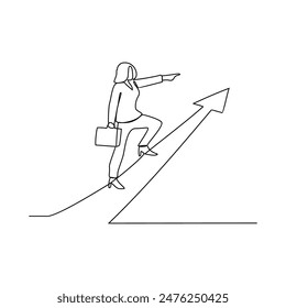 One continuous line drawing of employee grow up their career in one company vector illustration. Also illustration for business people grow up their company. Business design concept in simple linear.