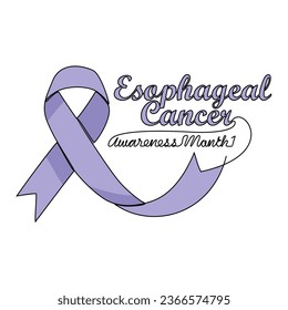 One continuous line drawing of esophageal cancer awareness month with white background. Awareness ribbon design in simple linear style. healthcare and medical design concept vector illustration.