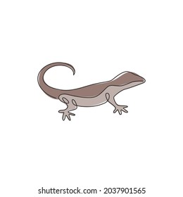 Un dibujo continuo de un lagarto desértico exótico para la identidad del logo de la compañía. El concepto de mascota animal del desierto para la organización de amantes de las mascotas del reptil. ilustración vectorial de diseño gráfico de línea única