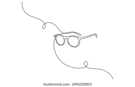 Un dibujo de línea continua de gafas. Símbolo de gafas y gafas de sol en estilo lineal simple. Concepto de verano en trazo editable. Ilustración vectorial de contorno Doodle