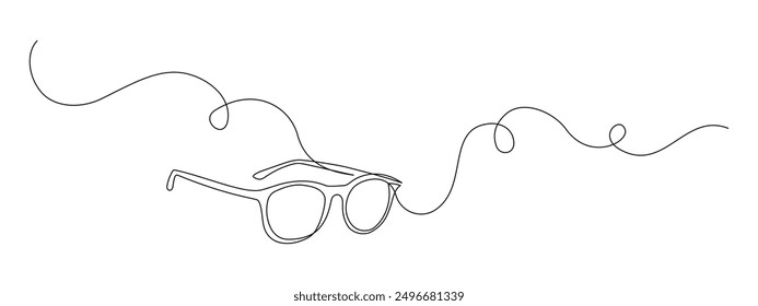 Un dibujo de línea continua de gafas. Símbolo de gafas y gafas de sol en estilo lineal simple. Concepto de verano en trazo editable. Ilustración vectorial Doodle