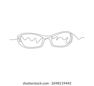 Un dibujo de línea continua de gafas. una sola línea de gafas. ilustración de gafas de sol. contorno editable
