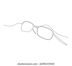 Un dibujo de línea continua de gafas. una sola línea de gafas. ilustración de gafas de sol. contorno editable
