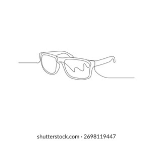 Un dibujo de línea continua de gafas. una sola línea de gafas. ilustración de gafas de sol. contorno editable

