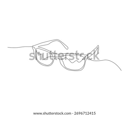 One continuous line drawing of eyeglasses. single line of glases. illustration of sunglasses. editable outline
