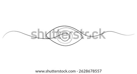 one continuous line drawing of eye.single line vector illustration of human eye organ.