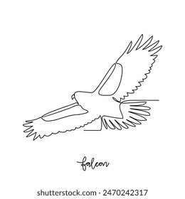 One continuous line drawing of Falcon vector illustration. Poultry and bird animal themes in simple continuous line design concept. Poultry refer to domesticated birds raised for their meat, eggs.