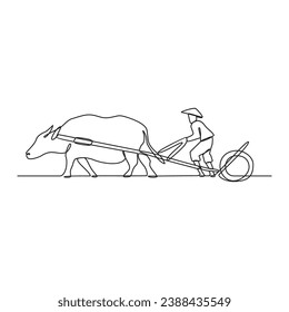One continuous line drawing of farmer vector illustration. a person who cultivates land or crops or raises animals (such as livestock or fish) to produce food or other agricultural products.