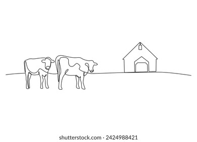 One continuous line drawing of Farmer activity. Agricultural concept. Doodle vector illustration in simple linear style.