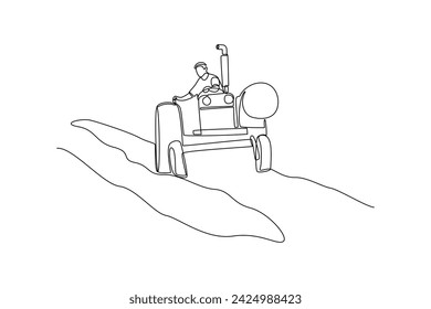 One continuous line drawing of Farmer activity. Agricultural concept. Doodle vector illustration in simple linear style.