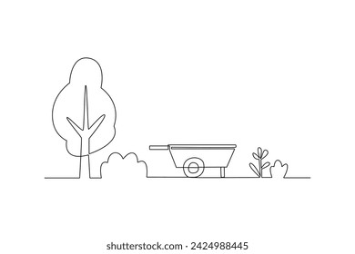 One continuous line drawing of Farmer activity. Agricultural concept. Doodle vector illustration in simple linear style.