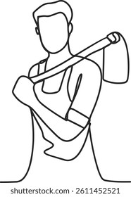 One continuous line drawing of Farmer profession