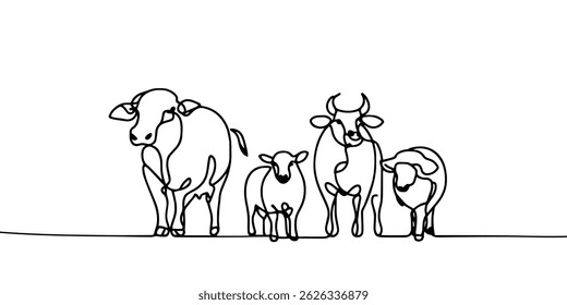 One continuous line drawing of Farmer activity. Agricultural concept. Doodle vector illustration in simple linear style.