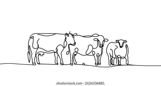 One continuous line drawing of Farmer activity. Agricultural concept. Doodle vector illustration in simple linear style.