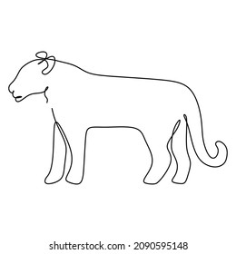 Un dibujo de línea continua de león femenino para la identidad del logo de la compañía. Fuerte concepto de mascota animal de mamíferos felinos para el zoológico nacional de safari. vector de ilustración de diseño de línea simple