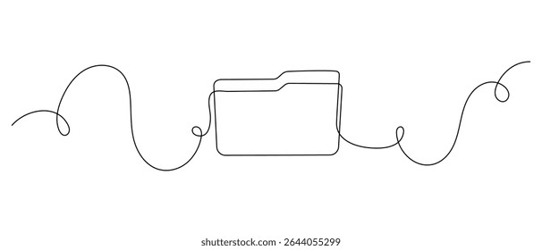 Um desenho de linha contínua de um ícone de pasta de arquivos. Símbolo de documento mínimo em estilo de estrutura de tópicos linear. Ilustração de vetor de arquivo simples. Moderno ícone de escritório de linha única.

