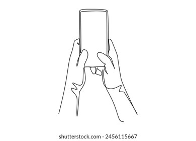 One continuous line drawing of Fingers touching, tapping, scrolling smartphone screens concept. Doodle vector illustration in simple linear style