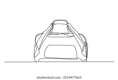 Una bolsa de fitness de dibujo de línea continua. Bolso del deporte en la ilustración de la sola línea.